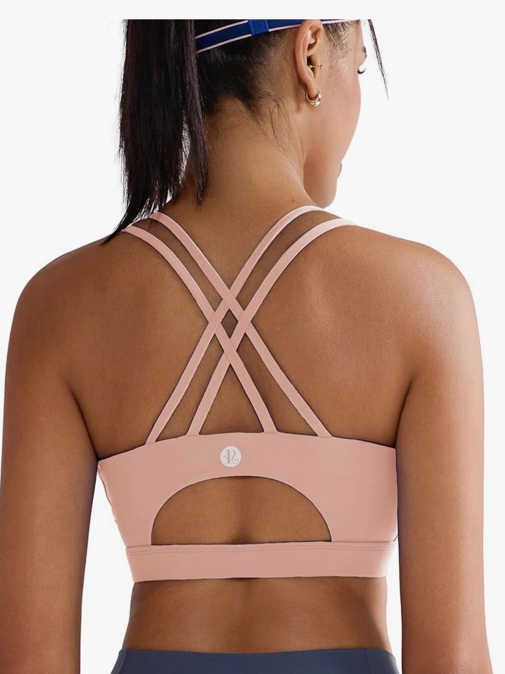 Running Girl sports Bra Blush Crisscross Strap Padded Bra size L new without tag